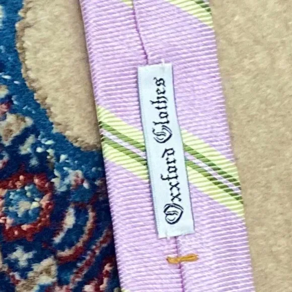 OXXFORD CLOTHES Tie (Pink, Stripes, Silk) - Picture 2 of 2